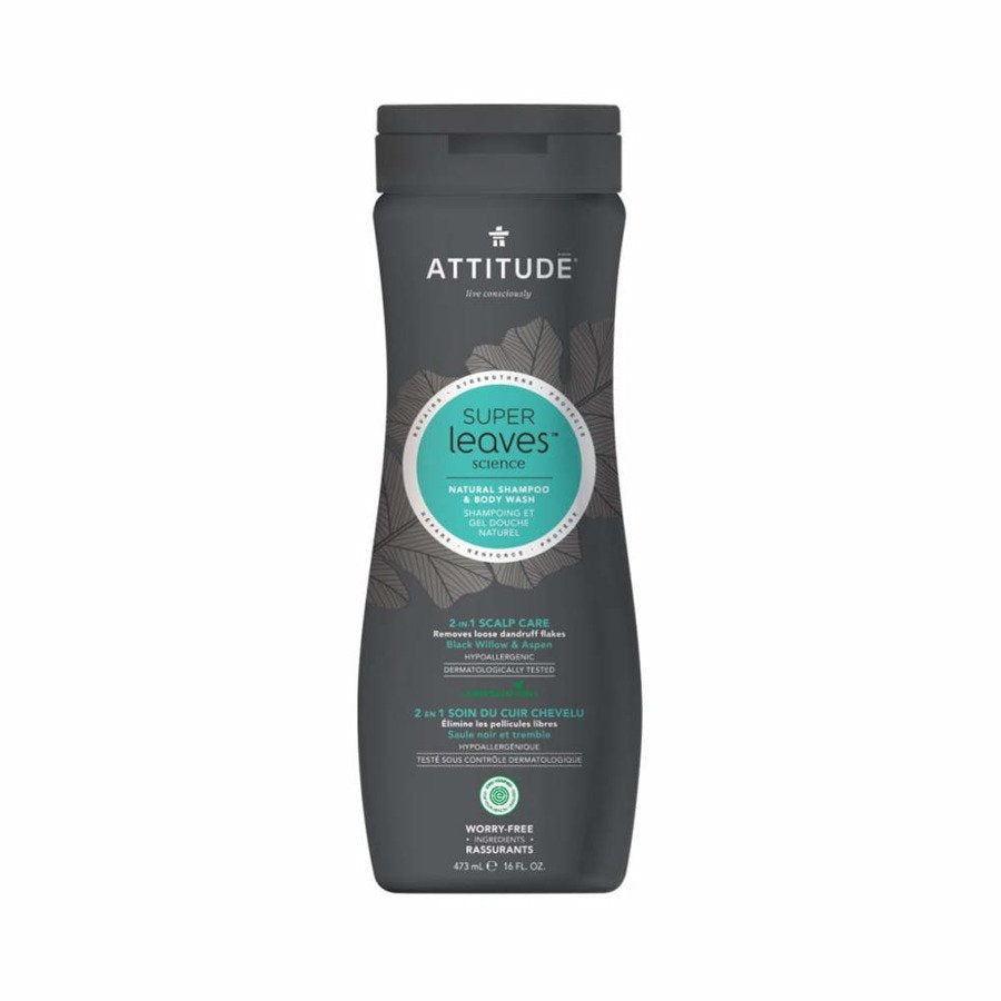 Attitude Szampon i żel do mycia ciała 2w1 dla mężczyzn (wierzba czarna osika) hipoalergiczny 473 ml